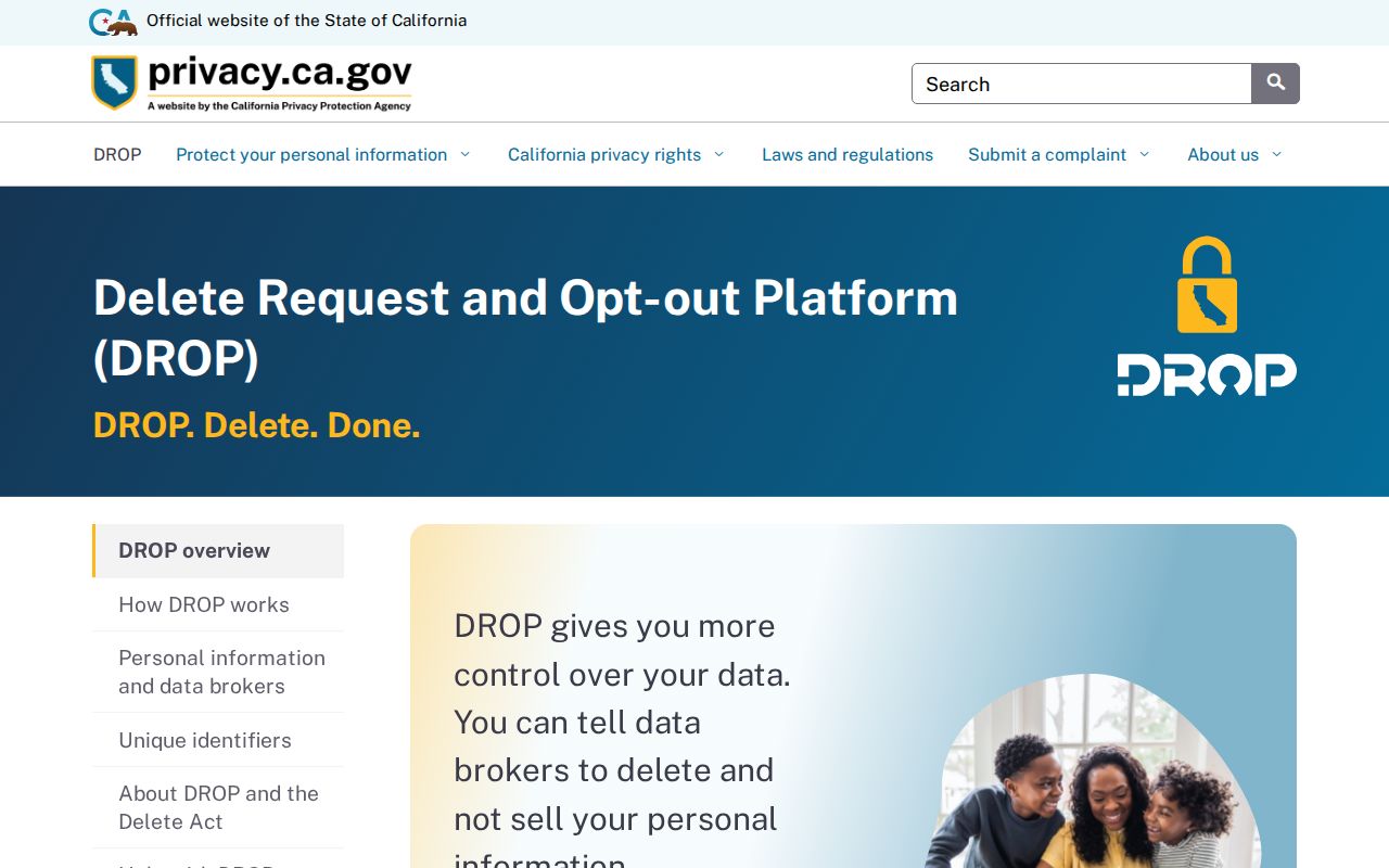 Lakewood residents directory California DROP privacy portal