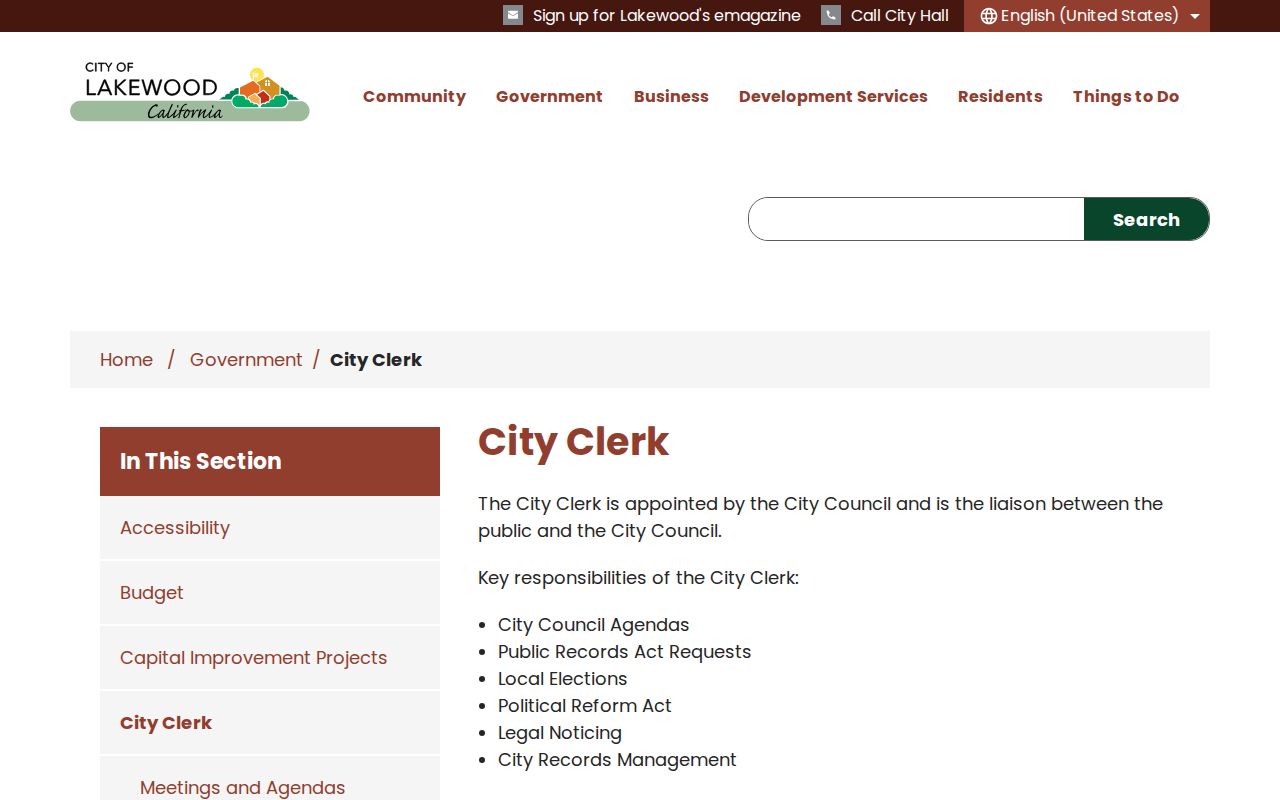 Lakewood residents directory city clerk records
