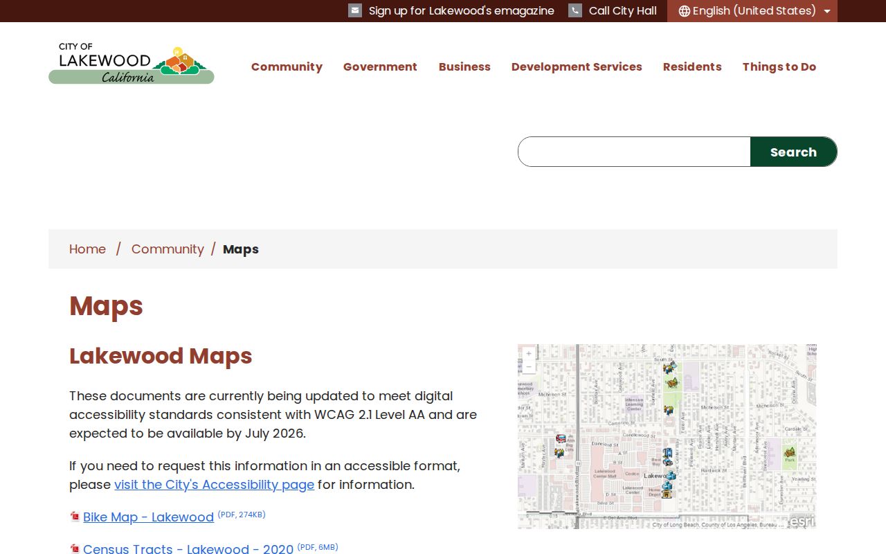 Lakewood street directory map and tract records
