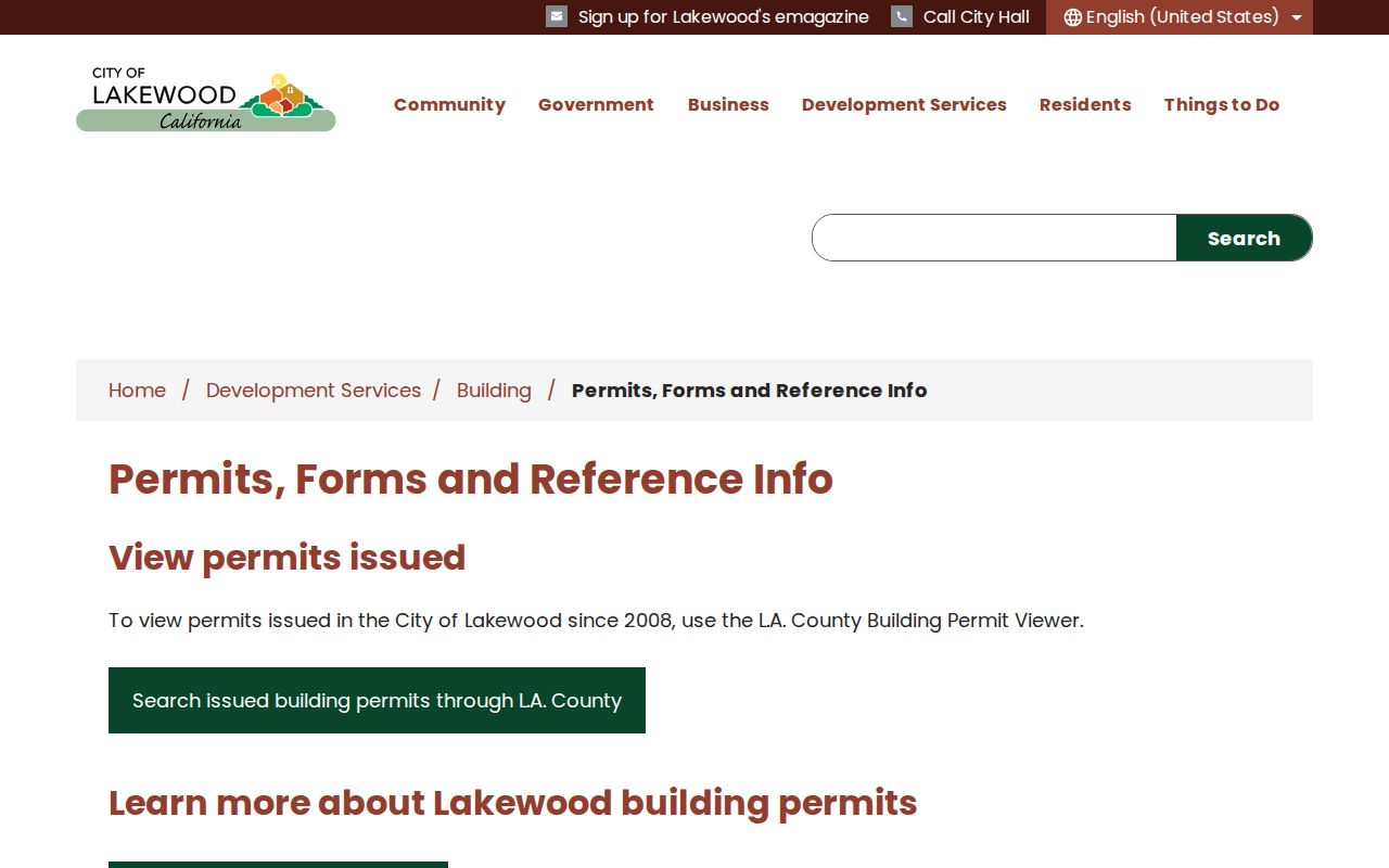 Lakewood street directory permit history viewer